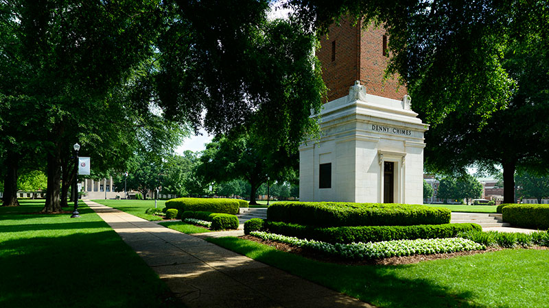 Denny Chimes on the Quad in Spring.